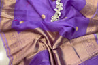 Purple Handloom Banarasi Organza Meenakari Kadwa Saree - Luxurion World
