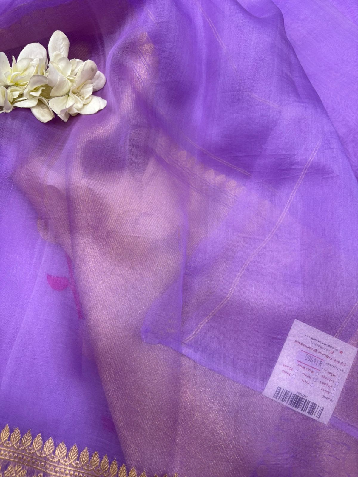 Purple Handloom Banarasi Organza Meenakari Kadwa Saree - Luxurion World
