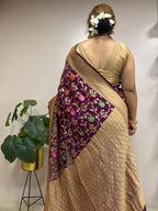 Maroon Handloom Banarasi Georgette Meenakari Flower Design Saree - Luxurion World