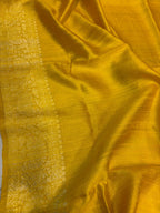 Red And Yellow Handloom Banarasi Raw Silk Saree - Luxurion World