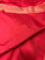 Red Pure Banarasi Jamdani Handloom Real Zari Chauth Meenakari Cotton Saree - Luxurion World