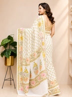 Dyeable Banarasi Pure Georgette Saree — Meenakari Flower Design, Festive