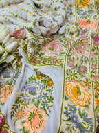 Dyeable Banarasi Pure Georgette Saree — Meenakari Flower Design, Festive