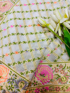 Dyeable Banarasi Pure Georgette Saree — Meenakari Flower Design, Festive