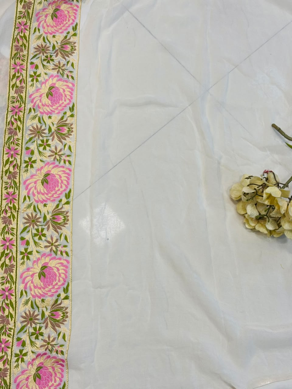Dyeable Banarasi Pure Georgette Saree — Meenakari Flower Design, Festive