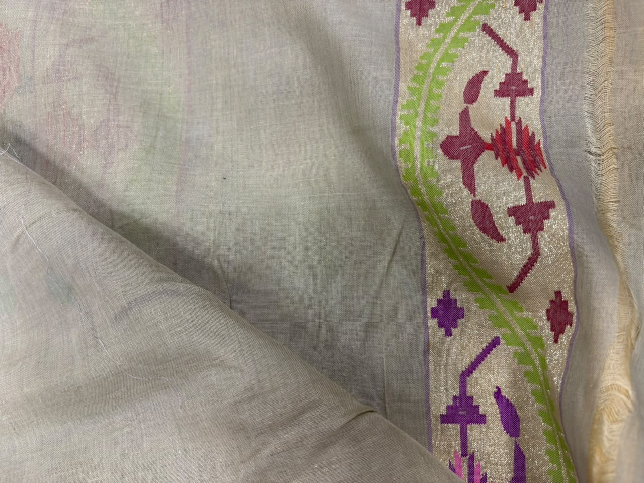Pastel Banarasi Jamdani Cotton Saree Real Zari Meenakari Bridal