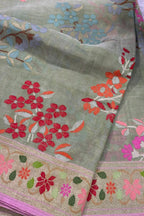 Green Banarasi Jamdani Cotton Saree Real Zari Meenakari Bridal