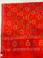 Orange Banarasi Jamdani Cotton Saree Real Zari Meenakari Bridal