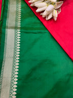 Red Handloom Banarasi Pure Katan Silk Paisley Design Meenakari Saree - Luxurion World
