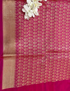 Pink Handloom Banarasi Pure Katan Silk Village Design Meenakari Saree - Luxurion World