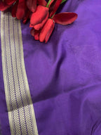 Purple Handloom Banarasi Pure Katan Silk Leaf Design Sona Roopa Saree - Luxurion World