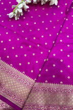 Pink Handloom Banarasi Pure Katan Silk Flower Booti Design Saree - Luxurion World