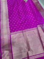 Pink Handloom Banarasi Pure Katan Silk Flower Booti Design Saree - Luxurion World