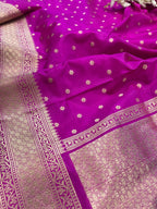 Pink Handloom Banarasi Pure Katan Silk Flower Booti Design Saree - Luxurion World