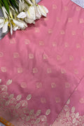 Pink Handloom Banarasi Pure Katan Silk Flower Design Saree
