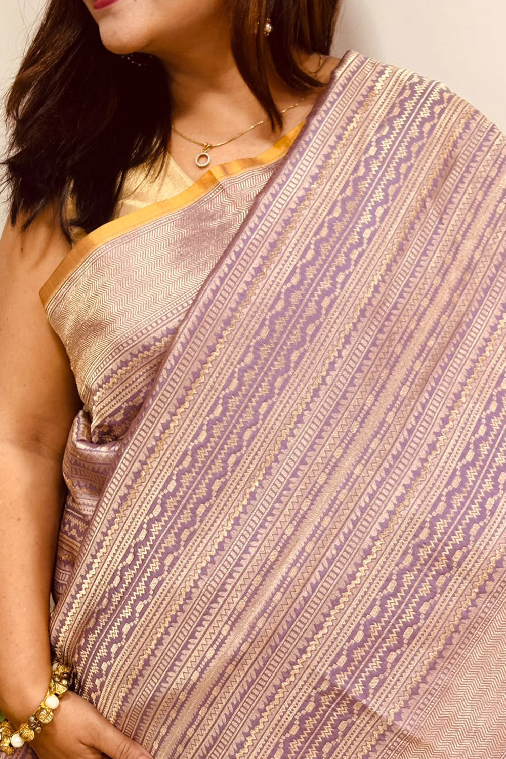 Purple Handloom Banarasi Pure Katan Silk Saree