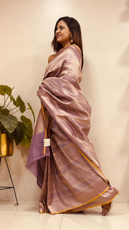 Purple Handloom Banarasi Pure Katan Silk Saree