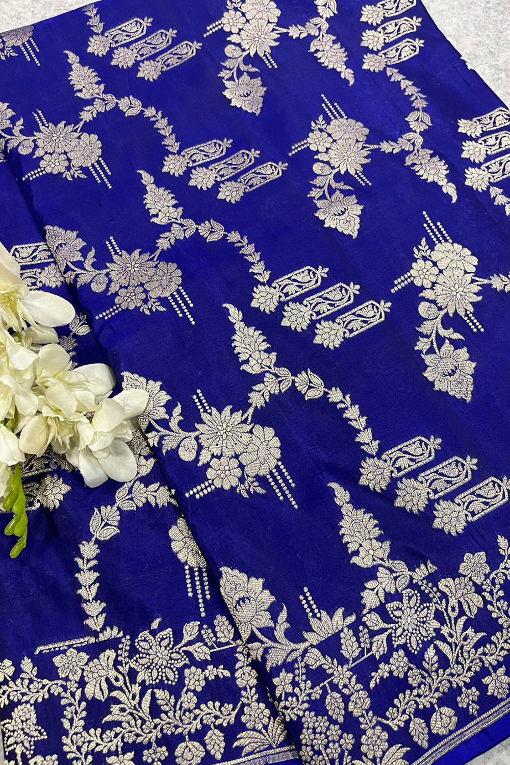 Blue Handloom Banarasi Pure Katan Silk Saree