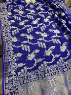 Blue Handloom Banarasi Pure Katan Silk Saree