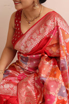 Exquisite Banarasi Handloom Pure Katan Silk Rangkat Saree - Luxurion World