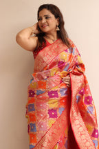 Exquisite Multicolor Banarasi Handloom Pure Katan Silk Rangkat Saree - Luxurion World
