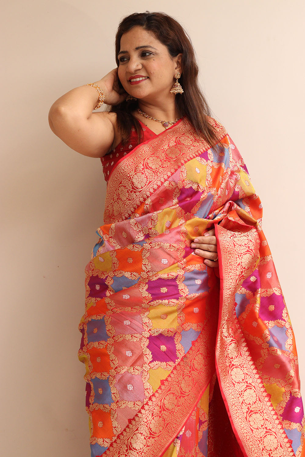 Exquisite Multicolor Banarasi Handloom Pure Katan Silk Rangkat Saree - Luxurion World