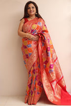 Exquisite Multicolor Banarasi Handloom Pure Katan Silk Rangkat Saree - Luxurion World