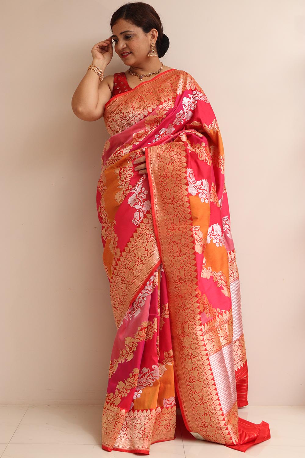 Exquisite Multicolor Banarasi Handloom Pure Katan Silk Rangkat Saree - Luxurion World