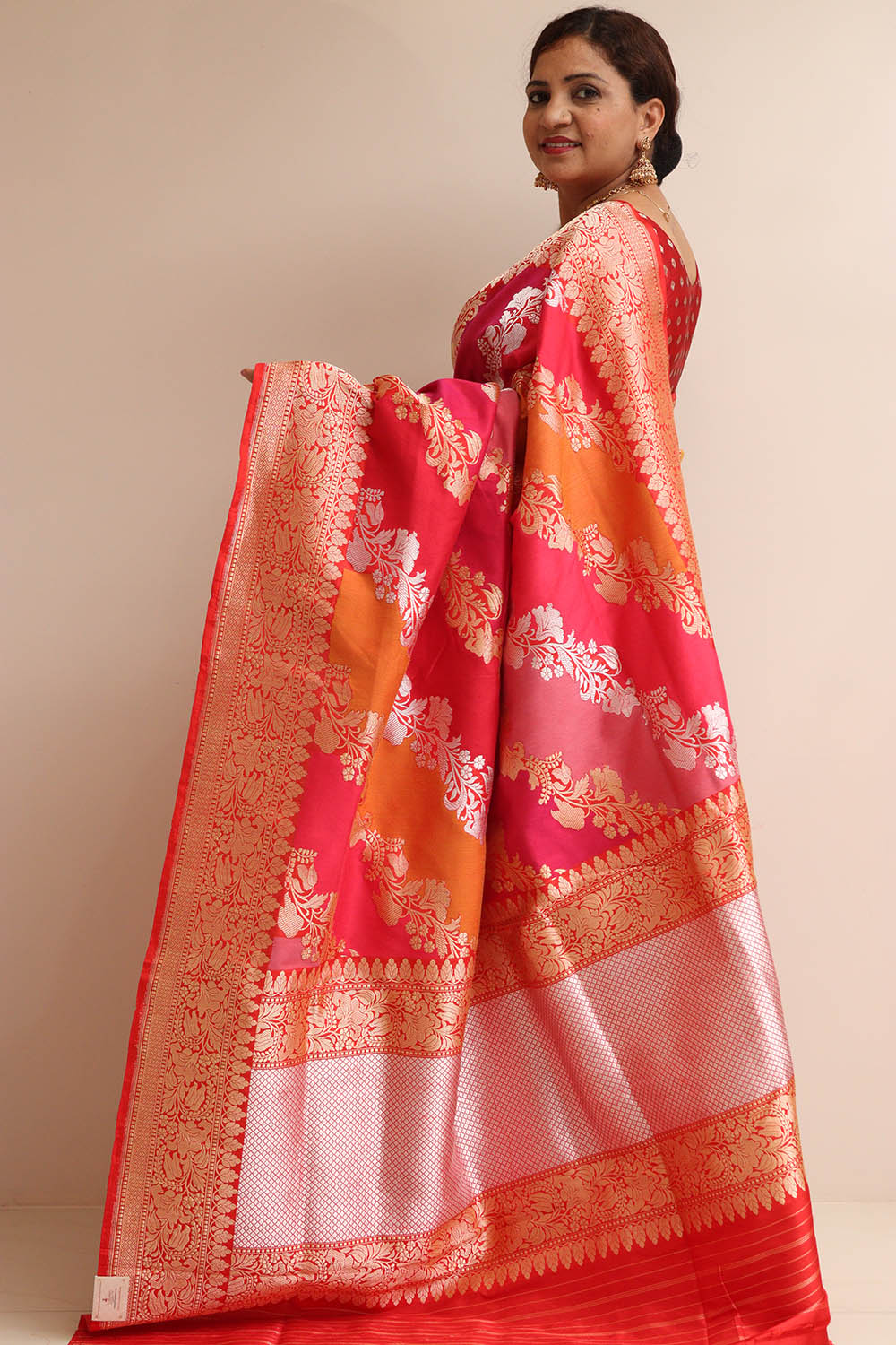 Exquisite Multicolor Banarasi Handloom Pure Katan Silk Rangkat Saree - Luxurion World