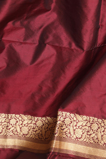 Elegant Maroon Handloom Banarasi Pure Katan Silk Kadwa Meenakari Saree - Luxurion World