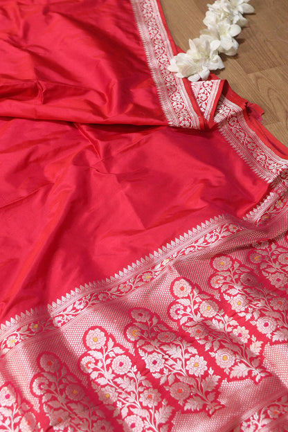 Exquisite Pink Handloom Banarasi Pure Katan Silk Kadwa Meenakari Saree - Luxurion World