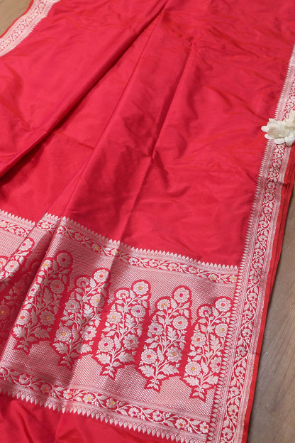 Exquisite Pink Handloom Banarasi Pure Katan Silk Kadwa Meenakari Saree - Luxurion World