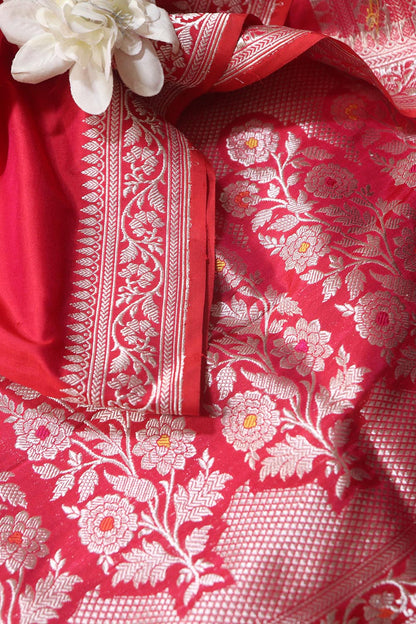 Exquisite Pink Handloom Banarasi Pure Katan Silk Kadwa Meenakari Saree - Luxurion World