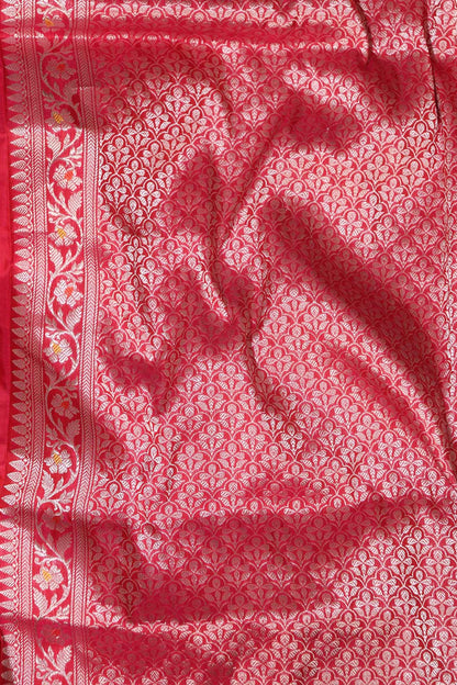 Exquisite Pink Handloom Banarasi Pure Katan Silk Kadwa Meenakari Saree - Luxurion World