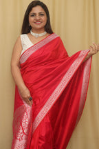 Exquisite Pink Handloom Banarasi Pure Katan Silk Kadwa Meenakari Saree - Luxurion World