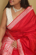 Exquisite Pink Handloom Banarasi Pure Katan Silk Kadwa Meenakari Saree - Luxurion World