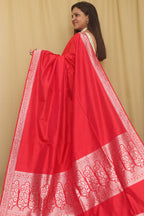 Exquisite Pink Handloom Banarasi Pure Katan Silk Kadwa Meenakari Saree - Luxurion World