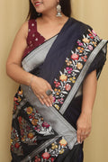 Exquisite Blue Handloom Banarasi Pure Katan Silk Kadwa Meenakari Saree - Luxurion World