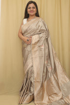 Elegant Pastel Handloom Banarasi Pure Katan Silk Kadwa Meenakari Saree - Luxurion World