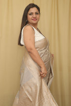 Elegant Pastel Handloom Banarasi Pure Katan Silk Kadwa Meenakari Saree - Luxurion World