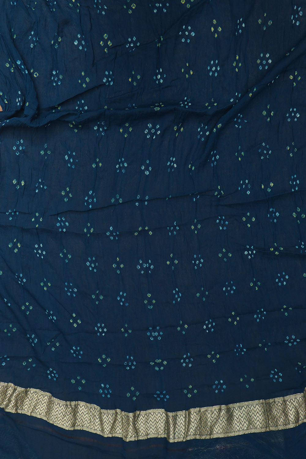 Blue Banarasi Bandhani Pure Georgette Meenakari Saree - Luxurion World