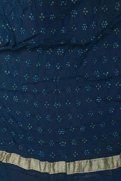 Blue Banarasi Bandhani Pure Georgette Meenakari Saree - Luxurion World