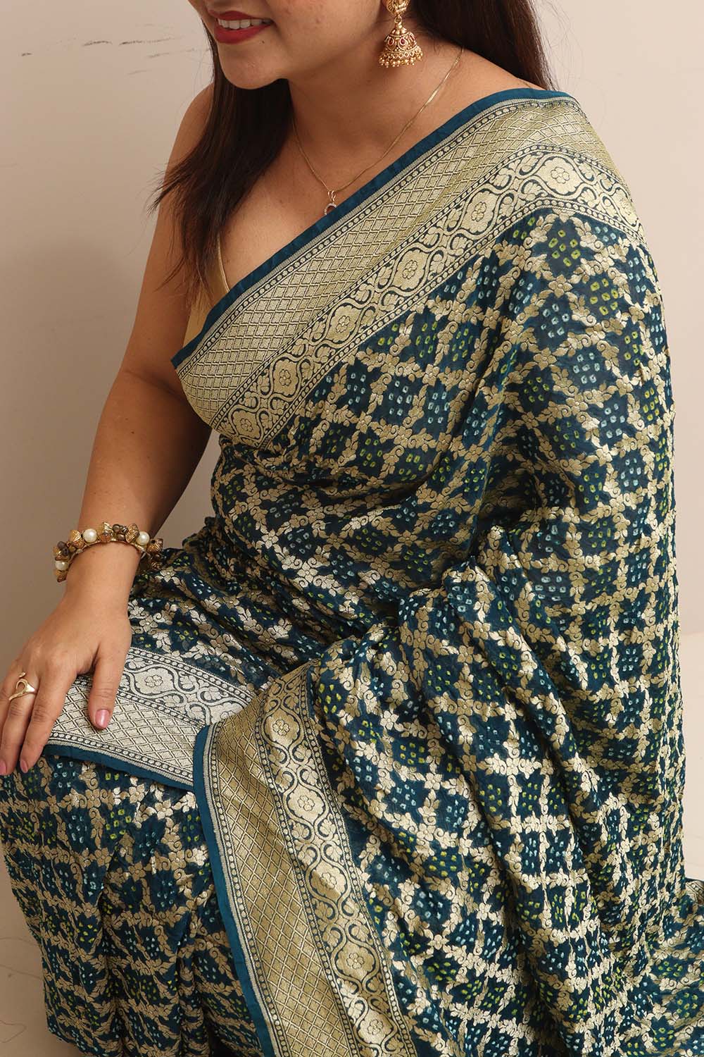 Elegant Blue Banarasi Bandhani Pure Georgette Saree - Luxurion World