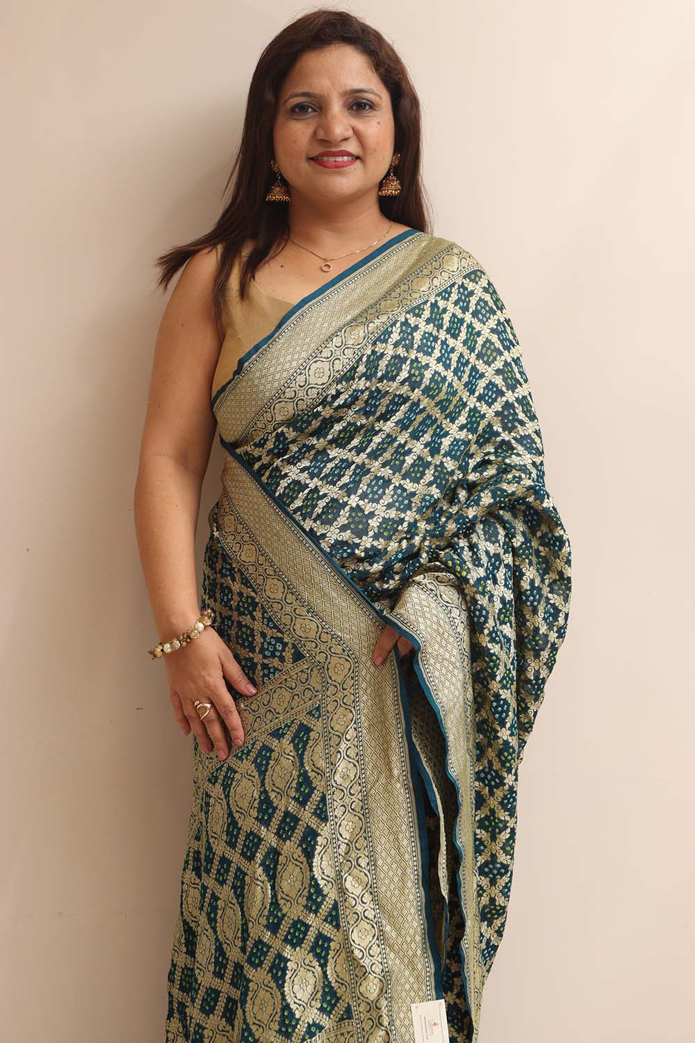 Elegant Blue Banarasi Bandhani Pure Georgette Saree - Luxurion World