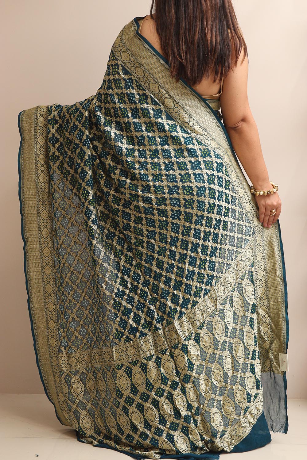 Elegant Blue Banarasi Bandhani Pure Georgette Saree - Luxurion World