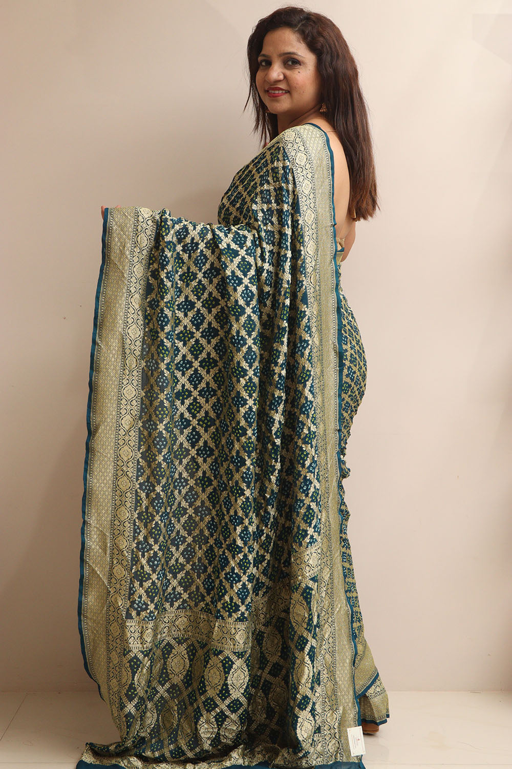 Elegant Blue Banarasi Bandhani Pure Georgette Saree - Luxurion World