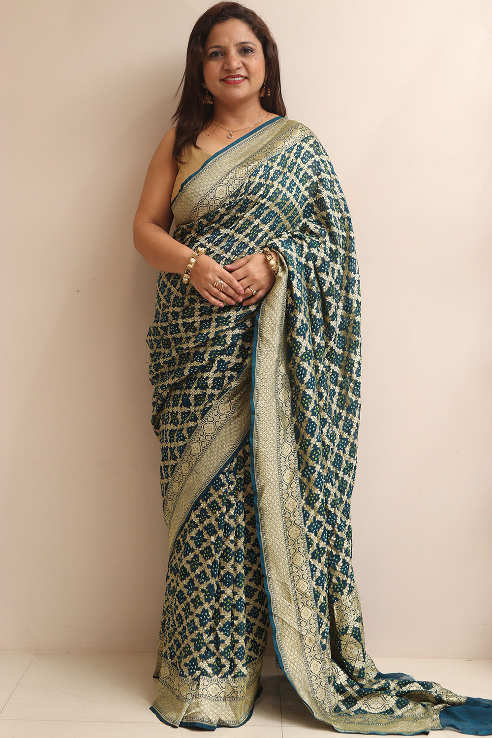 Elegant Blue Banarasi Bandhani Pure Georgette Saree - Luxurion World