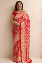 Banarasi Bandhani Pure Georgette Saree - Elegant and Traditional - Luxurion World
