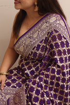 Exquisite Purple Banarasi Bandhani Pure Georgette Saree - Luxurion World