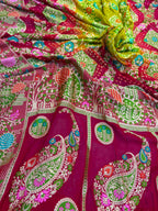 Green Red Georgette Banarasi Bandhani Meenakari Saree